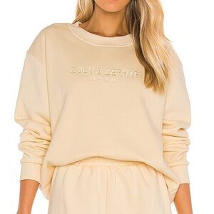 Zulu & Zephyr Pale Cream Logo Crewneck Sweatshirt